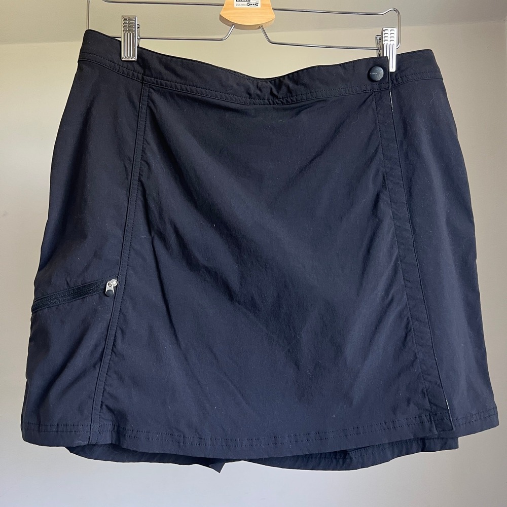 L.L. BEAN Comfort Trail Wrap Skort Black Tennis Pickleball Black Size 12